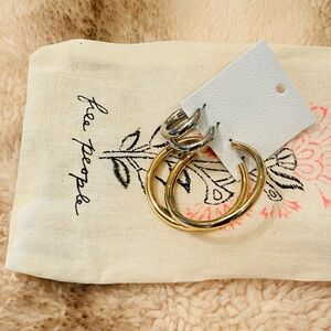Free People Gold and Silver Hoop Earrings Set